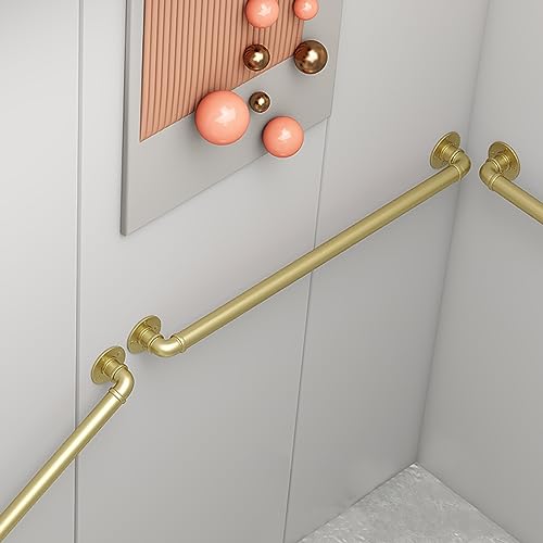 Kit de barre d'appui pour rampe murale d'escalier intérieur industriel en métal doré antidérapant