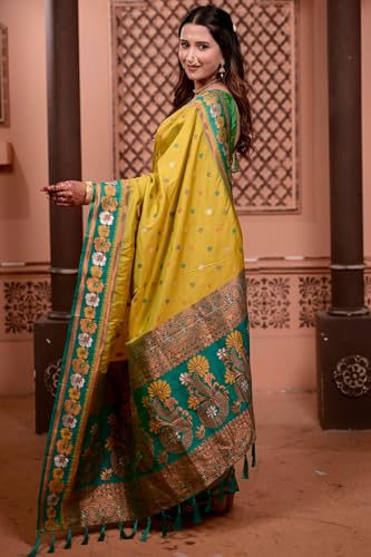 Image of SGF11 Women's Kanjivaram Pure Soft Silk Saree With Unstitched Blouse Piece