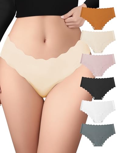 Seamless Underwear for Women, No Show Bikini Panties, Sexy Low Rise Hipster Wave Edge