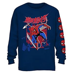 Marvel Mens Long Sleeve Shirt – Spiderman Tee Comics Long Sleeve T-Shirt