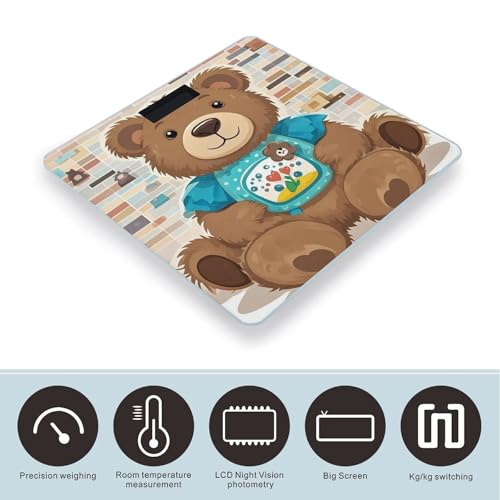 Báscula digital para baño Bear con plataforma amplia y alta precisión miniatura 3