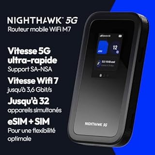 NETGEAR Nighthawk M7 | Routeur WiFi 5G Portable avec eSIM | Hotspot Wi-FI débloqué | Compatible SIM Physique et eSIM Tout opérateur | 5G/4G/LTE | Wi-FI 7 | Jusqu’à 3,6 Gbit/s | MH7150