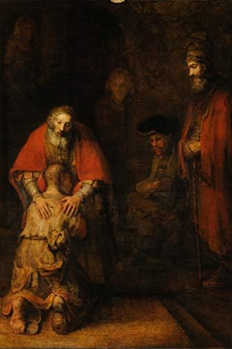 Rembrandt The Return of The Prodigal Son Realism Romantic Artwork Rembrandt Paintings on Canvas Prints Biblical Drawings Portrait Painting Wall Art Renaissance Cool Wall Decor Art Print Poster 24x36