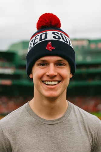 Gorro tejido con pom pom azul marino Boston Sox miniatura 5