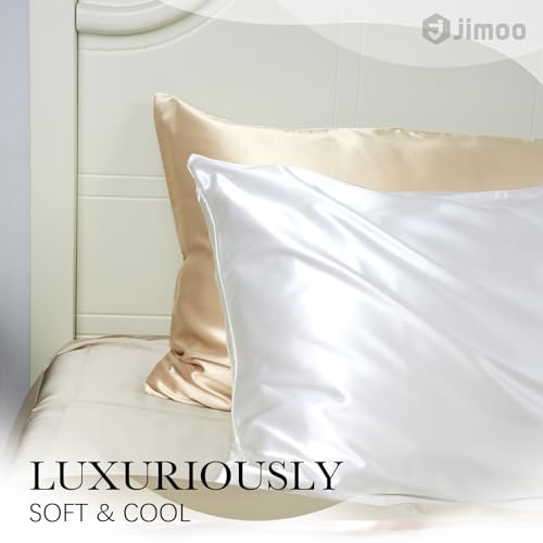 2 Pack 100% Mulberry Silk Pillowcase for Hair and Skin, 22 Momme Natural Silk Pillow Cases Set of 2 with Zipper, Pillow Cover for Women Mom Men (2 Pack Beige, King 20''×36'')