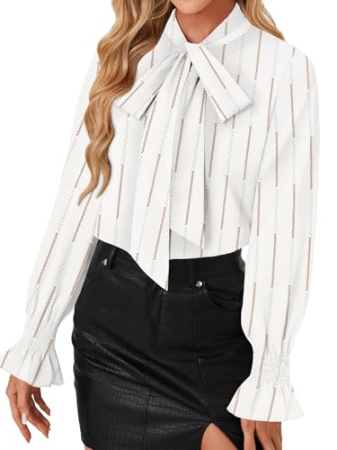 Image of LYANER Women's Bow Tie Neck Business Work Blouse