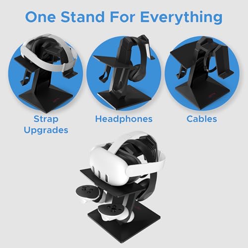 Image of DigiCharge VR Headset Stand for Meta Quest 3S / Quest 3 / Oculus Quest 2 Holder Stand VR Mount Display Storage for Headset and Touch Controllers