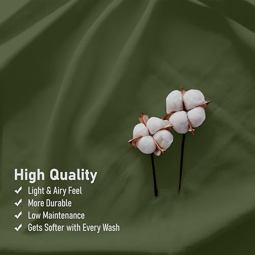 RUVANTI 100% Cotton Twin XL Sheet Sets, 3 Pieces, Soft & Breathable Percale Weave Bedding, Deep Pocket 16", Hotel Standard, Crisp Cool Feel, Durable, Perfect Size Dyed Sheets, Chive