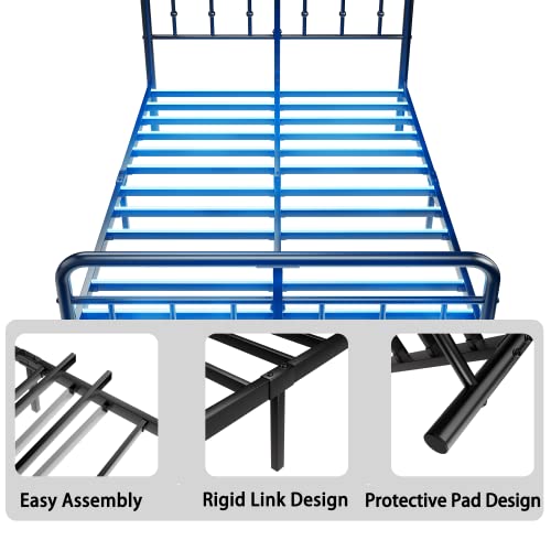Queen Bed Frame With Victorian Style Wrought Iron-Art Headboard And Footboard, Queen Size Metal Platform Bed Frame Queen Vintage Metal Bed Frame Queen No Box Spring Needed Noise Free, Black (Queen) #TOP6