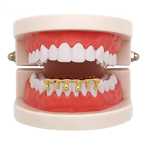 LuReen Teardrop Bottom Grillz 6 Teeth Lower Teeth Drip Cap Grillz for Men Women Halloween Costume Cosplay4