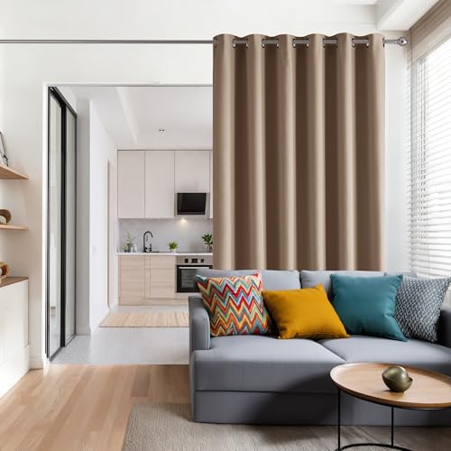 Image of RYB HOME Blackout Thermal Insulated Curtains, Portable Curtain for Sliding Glass Door /Storage /Space Room Divider, Large Window Treatment Room Divider Panel, W80 x L84, Cappuccino, 1 Panel