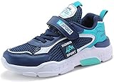  Gaatpot Unisex Kinder Sneakers Turnschuhe Jungen Mädchen Leicht Klettverschluss Sportschuhe Sommer Atmungsaktiv Mesh Laufschuhe Freizeit Schuhe Dunkelblau 32 EU = 33 CN