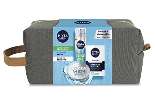 Belleza Hombre NIVEA MEN Pack Frescor & Hidratación Instantánea, set para hombre con crema gel facial (1 x 75 ml), gel de afeitar (1 x 200...