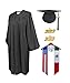 GradPlaza Matte Graduation Cap and Gown 2023 2022 with Flag Graduation Stole
