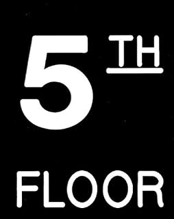 Floor number Five (5) sign Engraved Plastic