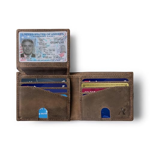 ALIKA Full Grain Hunter Leather Wallet for Men | RFID Blocking | Soft and Stylish Bifold Wallet with 8 Credit Card holder, 2 ID slots and 2 Cash Pockets | Forest Brown4