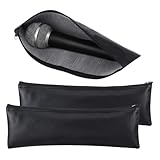 XLIUAX 2 Pack Microphone Bags, Black Microphone Case for Wireless Mic Protector Mic Storage Bag Black Zipper Storage Pouch 11.8' x 4.72' Case for Carrying Portable PU Leather Pouches