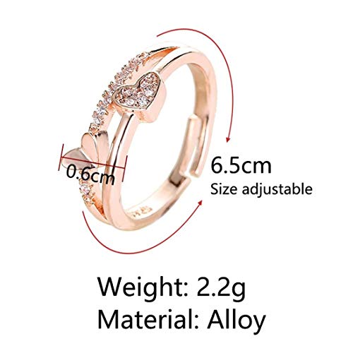 American Diamond Heart Rose Plated Ring