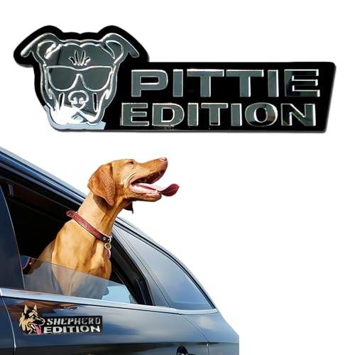 Image of Car Emblem: Dog Car Badge Laser Cutting Emblem Cool Decals Trucks German Shepherd Badge Corgi Edition Doodle Golden Retriever Vehicles Dachshund Addition Rottweiler (Silver Pittie)