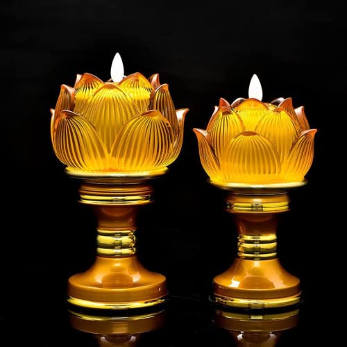 XIALON 1 Pair 19cm LED Supply Buddha Lamp Lotus Lamp Buddha Front Lamp Electronic Candle Lamp Permanent Light