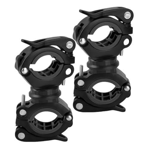[2 Pack] Vonpri Flashlight Holder Mount Bicycle Mounting Bracket Flashlight Holder Torch Clip 360 Rotation (Black)