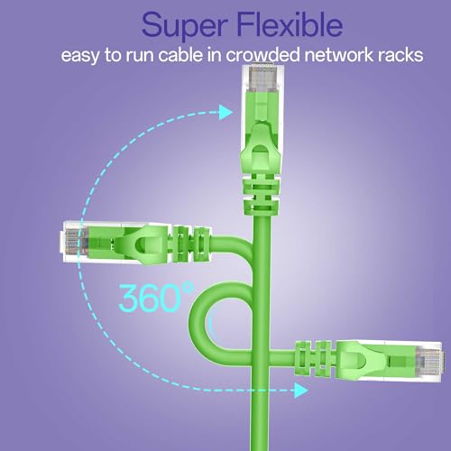 Image of Cat 6 Ethernet Cable 3FT (24Pack), Cat6 Ethernet Patch Cable 10Gbps, High-Speed UTP Cat6 Network Cable Pure Copper, Cat 6 Cable for Home and Office Network, Green