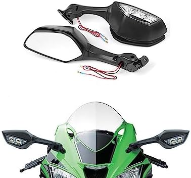 Vagary Adjustable Bike Mirror With Led Turn Light For Kawasaki Ninja Zx ...