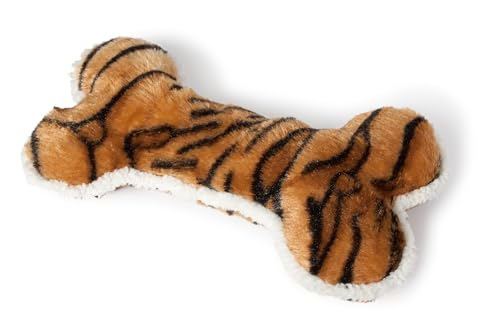 Karlie Safari Knochen Jarco, Hundespielzeug, Plüsch, Braun/Tiger, 30x16x7 cm