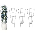 Thealyn 4 Pack 24" Metal Plant Trellis for Pots & Garden Beds, Rustproof Support for Indoor Outdoor Climbing Plants, Vines, Flowers, Fan Shaped, Black