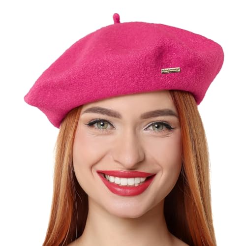 Gajaous Classic Wool Berets for Women Stylish French Beret Hats for Women Girls Lady Solid Color Painters Hat with Specially Designed Small Golden Label