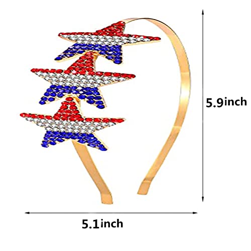 Soochat 4Th Of July Star Headband Patriotic Hairband Crystal Red White Blue Star Hair Hoop For Independence Day Party Hair Accessory #TOP2