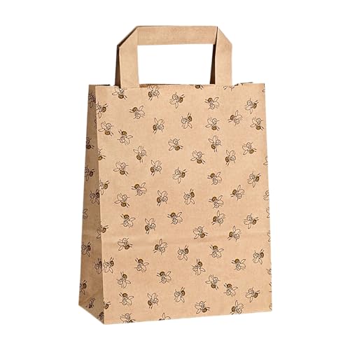 Stabile Papiertragetasche, Tüte, Verpackung, Bienen, Imker, Honig, 18x22 cm, 10er Set