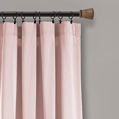 Lush Decor Linen Button Window Curtain Single Panel, Cotton Blend, Blush & Off-White, 40" W x 84" L (Pack of 1) - Image 3