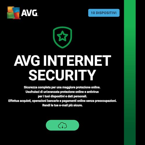 AVG Internet Security 2026 |Antivirus 10 Dispositivi | 1 Anno | Codice d'attivazione via email