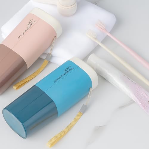 Image of Shopiable Store Plastic Travel Toothbrush Case Multifunctional Toothpaste Container Portable Business Trips Wash Cup Holder Organizer Towel Storage Box For Traveling,Camping,Business Trip School(2)