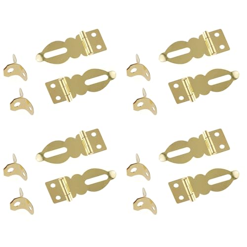 Image of 8PCS Solid Brass Padlock Hasps Mini Decorative Buckle with Screws Wooden Wine Gift Box Handbag Buckle Pin Furniture Hardware Ideal for Vintage Crafts and Small Cabinet