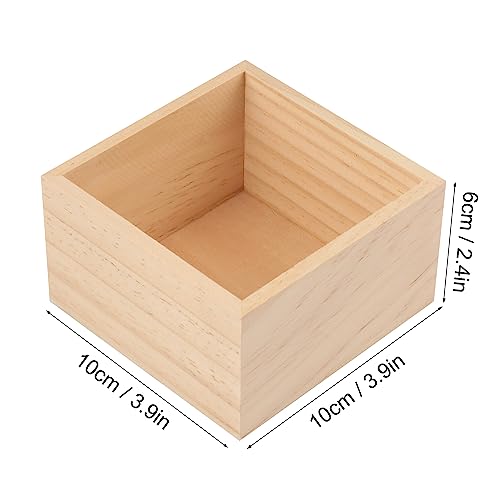 Image of GNIEMCKIN 20 Pack 4 x 4 Inch Unfinished Small Square Wooden Box, Rustic Organizer Storage for DIY Crafts, Collectibles, Succulents, Desktop Drawer Decor