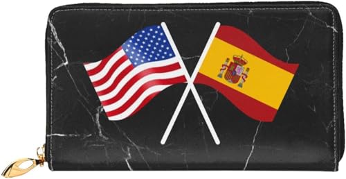 American And Spain Flag Wallet Card Bag