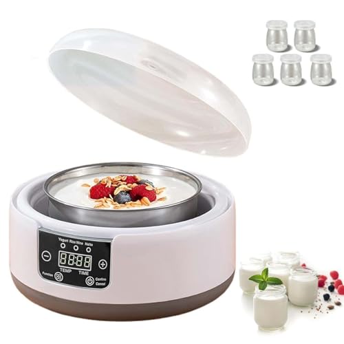 DECAKE Yogurtera probiótica de 1,2 l con Control de Temperatura, eléctrica para Uso doméstico, Ideal para Yogur Griego y Vegano casero