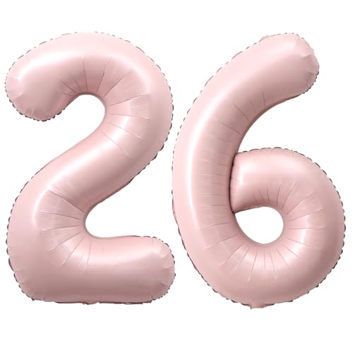 Image of 40 Inch Light Pink Number 26 Balloon 0-9 26th Foil Big Giant | Digital for Birthday Anniversary Graduation Decorations