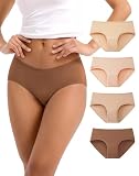 INNERSY Bragas Mujer Algodon Cintura Media Basicas Braguita Culotte Cómodas y Suaves Pack de 4 (M, Gradiente Marrón)