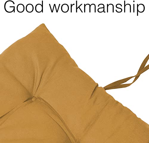 Image of Super Comfy Long Rocking Chair Cushion /Bench Back Seat Pad Cotton Handmade Quilts (Beige -18 x 50 Inch)
