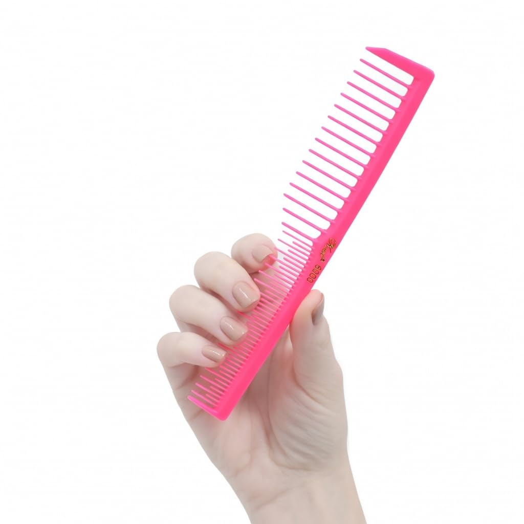 Krest 6000 7 in. Teasing Combs Lift Vent Hair Combs Pack Space Tooth Wide teeth Comb 12 Pc. (Neon Pink)