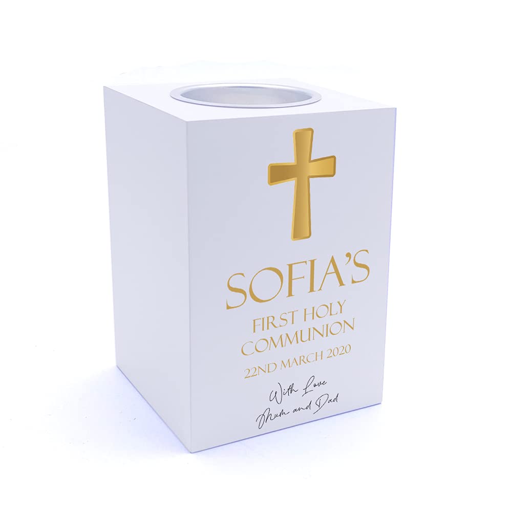Ukgiftstoreonline Light Personalised First Holy Communion Tea Holder Gift
