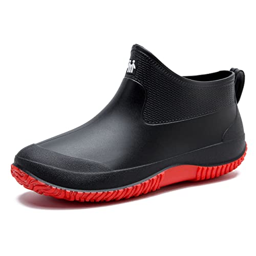 fereshte Men's Ankle Rain Boots Waterproof PVC Short Garden Boots