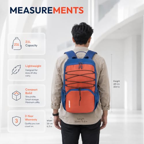 Image of Vega 21L Waterproof Backpack with 2 Compartments | Lightweight & Durable Office Bag for Men & Women | School Bag for Boys, Girls & Kids with Dual Bottle Compartment | 3 Years Warranty