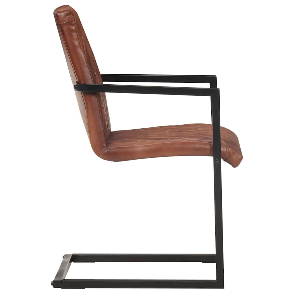 Chaises à Manger Clever Lot de 6 Marron Cuir Véritable