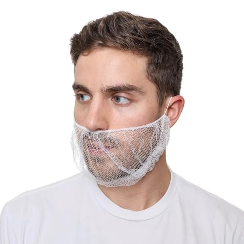 SAFEKO Disposable Honeycomb Nylon Beard Nets | Breathable Durable | 100 Count [WHITE | 18]