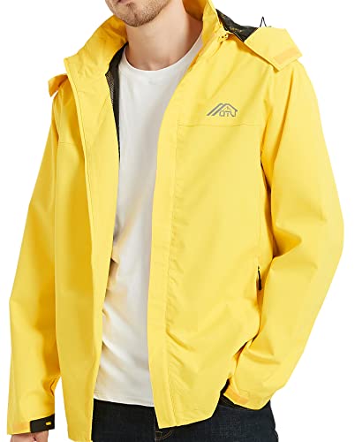 image for OTU Men's Lightweight Waterproof Hooded Rain Jacket Outdoor Raincoat S