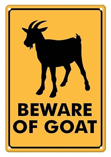 Beware Of Goat Aluminum Tin Sign 12"x8" For Farm Operators, Homeowners - Home Kitchen Wall Decor